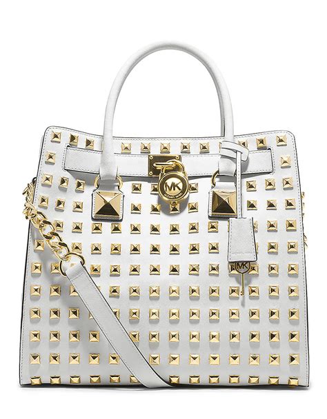 michael kors white studded hamilton bag|Michael Kors Hamilton large tote.